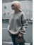 Ob Kadın Gri Uzun Kollu Sweatshirt Bisiklet Yaka Oversize Basic 2