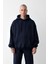 Erkek Lacivert Oversize 3 Iplik Sweatshirt Hoodie 2
