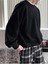 Erkek Siyah Basic Oversize Sweatshirt 4