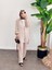 Asel Fashion Pileli Saten Takım Bej 3