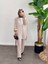 Asel Fashion Pileli Saten Takım Bej 5