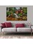 Dekoratif Baskı Kırmızı Ağaç Ev ve Şalale Kanvas Tablo 1