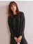 Siyah Bol Kesim Uzun Kollu Rahat Bisiklet Yaka Sweatshirt 5