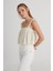Relaxed Fit Geniş Kesim Kare Yaka Ekru Bluz 1