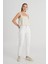 Relaxed Fit Geniş Kesim Kare Yaka Ekru Bluz 3