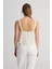 Relaxed Fit Geniş Kesim Kare Yaka Ekru Bluz 5