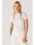 Slim Fit Dar Kesim %100 Pamuk Bisiklet Kırık Beyaz Tişört 1
