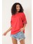 Kırmızı Kolları Etnik Nakışlı Oversize Kısa Kollu Kadın T-Shirt- 2406 2