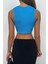 Ön Bağlamalı Mavi Crop Bluz 4