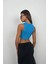 Ön Bağlamalı Mavi Crop Bluz 5