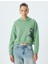 Crop Oversize Sweatshirt Kapüşonlu Kedi Baskılı Şardonlu 3