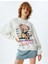 Oversize Sweatshirt Ayı Temalı Arkası Baskılı Bisiklet Yaka Şardonlu 1