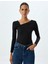 Asimetrik Yaka Bluz Uzun Kollu Slim Fit 3