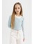 Kız Çocuk Slim Fit Dar Kesim Bisiklet Yaka Fitilli Kaşkorse Uzun Kollu Tişört B7388A824SP 1