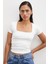 Kare Yaka T-Shirt Beyaz 1