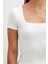 Kare Yaka T-Shirt Beyaz 5
