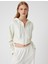Crop Sweatshirt Kapüşonlu Fermuarlı Korse Görünümlü 3