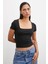 Kare Yaka T-Shirt Siyah 1