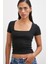 Kare Yaka T-Shirt Siyah 3