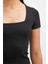 Kare Yaka T-Shirt Siyah 5