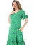 Butik Fırfırlı Kısa Kollu Yeşil Çiçek Desenli Cepli Elbise 5