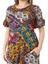 Butik Kısa Kollu Fırfırlı Cepli Sarı Patchwork Desenli Midi Elbise 5