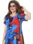 Butik Sax Balık Desen Asimetrik Kısa Kollu Elbise 5