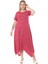 Butik Pembe Çiçek Desen Asimetrik Kısa Kollu Elbise 4