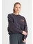 Relaxed Fit Geniş Kesim Bisiklet Yaka  Pamuk Siyah Sweatshirt 1