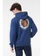 Regular Fit Normal Kesim Kapüşonlu Şardonlu İndigo Sweatshirt 5