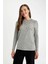 Relax Fit Bisiklet Yaka Leopar Baskılı Yırtmaçlı Uzun Kollu Tişört D2701AX24AU 4
