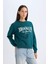 Regular Fit Bisiklet Yaka Baskılı İnce Sweatshirt D5928AX24AU 4