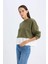 Relax Fit Bisiklet Yaka Etek Ucu Detaylı Basic Düz Sweatshirt D5620AX24AU 4