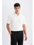New Regular Fit Polo Yaka Kısa Kollu Beyaz Tişört D5996AX24SM 3