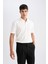 New Regular Fit Polo Yaka Kısa Kollu Beyaz Tişört D5996AX24SM 4