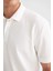 New Regular Fit Polo Yaka Kısa Kollu Beyaz Tişört D5996AX24SM 5