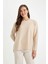 Relax Fit Bisiklet Yaka Fitilli Kaşkorse Yırtmaçlı Basic Düz Sweatshirt B2205AX24AU 3