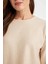 Relax Fit Bisiklet Yaka Fitilli Kaşkorse Yırtmaçlı Basic Düz Sweatshirt B2205AX24AU 5
