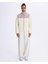 Authentic Sodani Kadın Beyaz-Kahverengi Oversize Fit Bomber Ceket 2