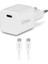 20W Pd Seyahat Hızlı Şarj Aleti + Usb-C - Usb-C 3A Kablo Beyaz Typ-C 1
