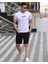 Unisex Angels Baskılı Relaxed Fit Alt Üst Şort T-Shirt Takım 1