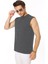 Erkek Koyu Grimelanj Tank Sıfır Kol Pamuk T-Shirt 1