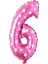 Puanlı Pembe Renk Rakam Folyo Balon 36 cm Yaş 6 1
