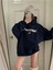 Kadın Lacivert Retromoment Baskılı Oversize Kapüşonlu Sweatshirt 1
