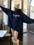 Kadın Lacivert Retromoment Baskılı Oversize Kapüşonlu Sweatshirt 3