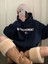 Kadın Lacivert Retromoment Baskılı Oversize Kapüşonlu Sweatshirt 4
