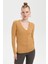 Kadın V Yaka Dikişsiz Hırka Camel 5