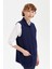 Kadın Polo Yaka Düğmeli Kısa Yün Yelek Y.a Lacivert 5