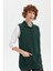 Kadın Polo Yaka Düğmeli Kısa Yün Yelek Yeşil 3