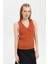 Kadın V Yaka Dikişsiz Yelek Turuncu 2